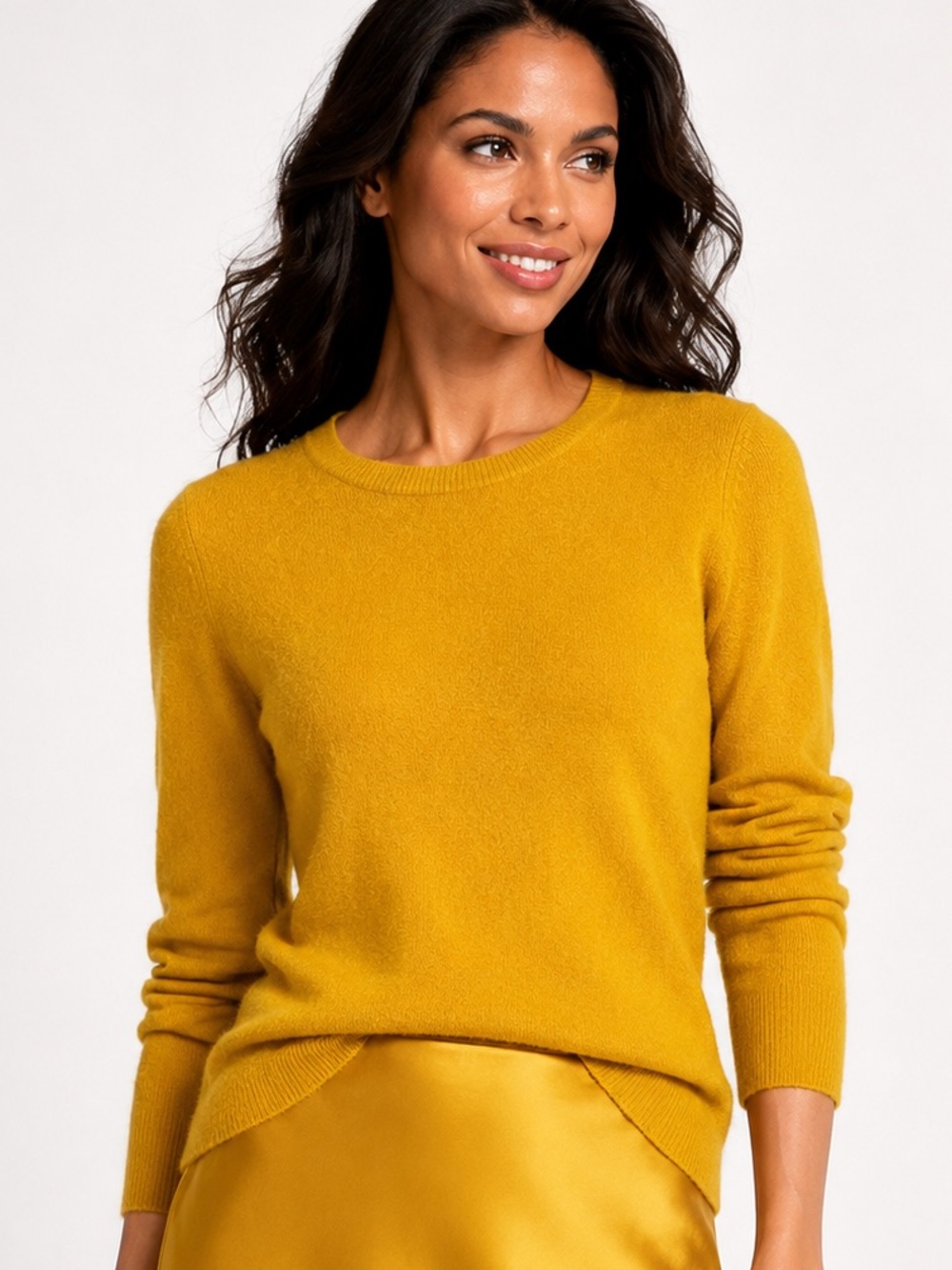 Antonio Melani Cameron Cashmere Crewneck Sweater XL in Golden Glow